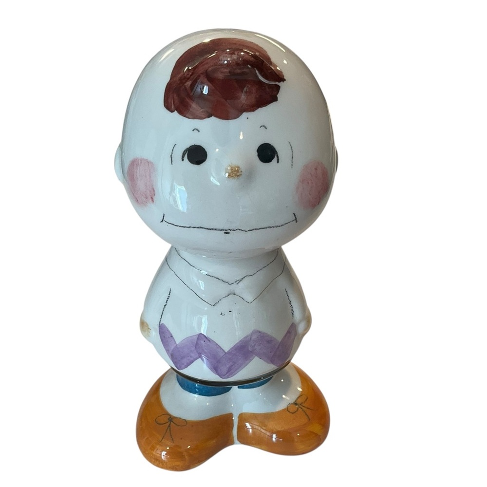 vtg QUADRIFOGLIO FLORANCE RARE Color Purple Ceramic Coin Bank Charlie Brown
